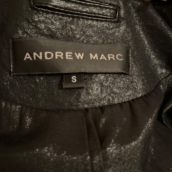 LAST DAY Andrew Marc Black Leather Snap Jacket Moto Style - Picture 4 of 10